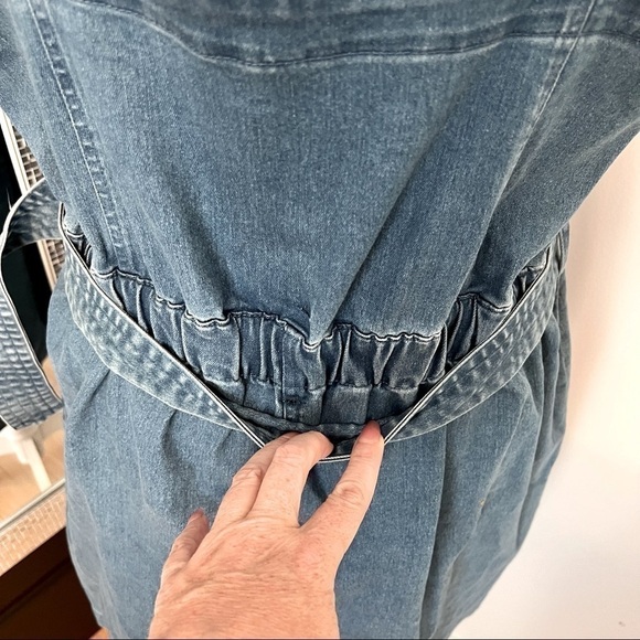 Women’s Overall Button Down Jumper Dress with Belt & Front Pockets Size 1X - Picture 4 of 8